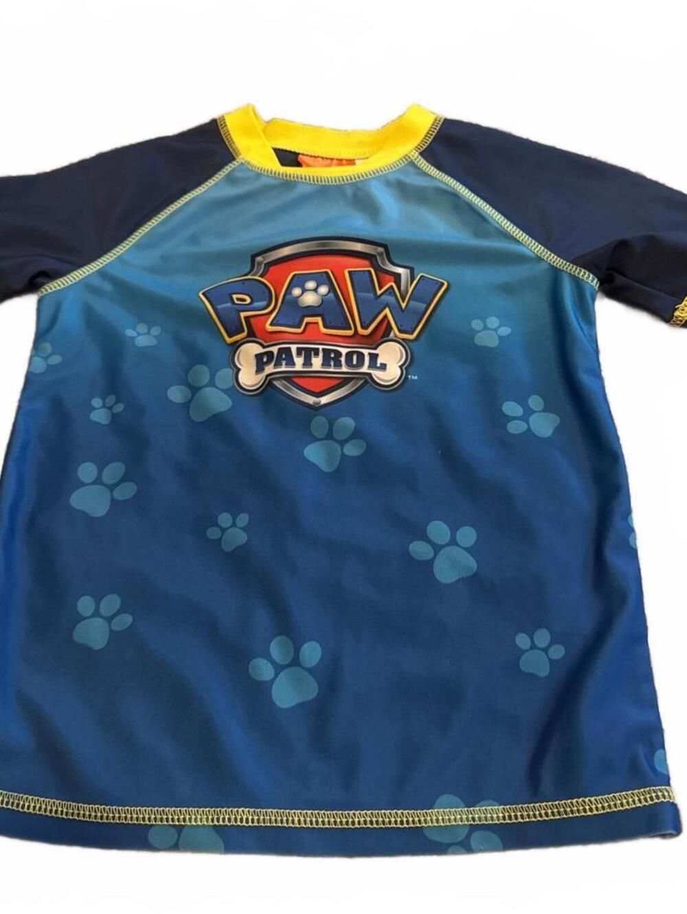 Nickelodeon Paw Patrol Kid 5T Blue Yellow Short Rash Guard